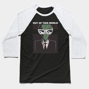 Best gift for an (out of this world) great person, funny cool Alien with suit and sunglasses graphic, UFO outer space lover cartoon, Men Women Baseball T-Shirt